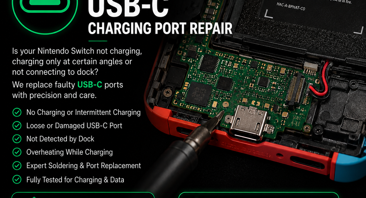 Nintendo Switch USB-C charging port repair at iRestore UK