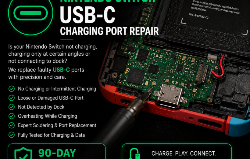 Nintendo Switch USB-C charging port repair at iRestore UK