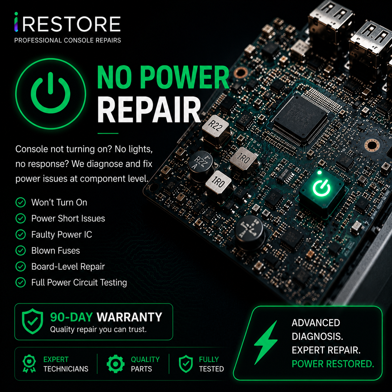 PS5 no power and one-beep repair service at iRestore UK